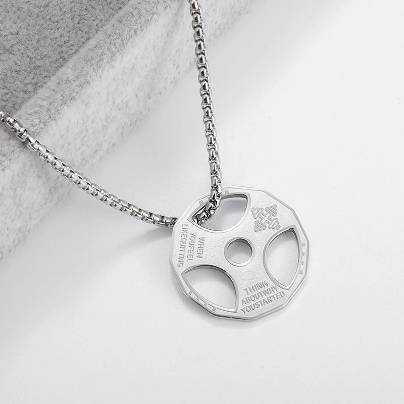 Titanium Steel Dumbbell Pendant Necklace for Muscular Men