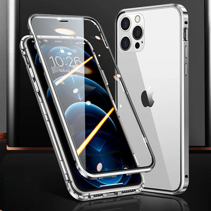 360° Full Protection Metal Magnetic Phone Case For iPhone 16 Pro Max 14 13 12 11 15 Pro Max X XS XR Plus