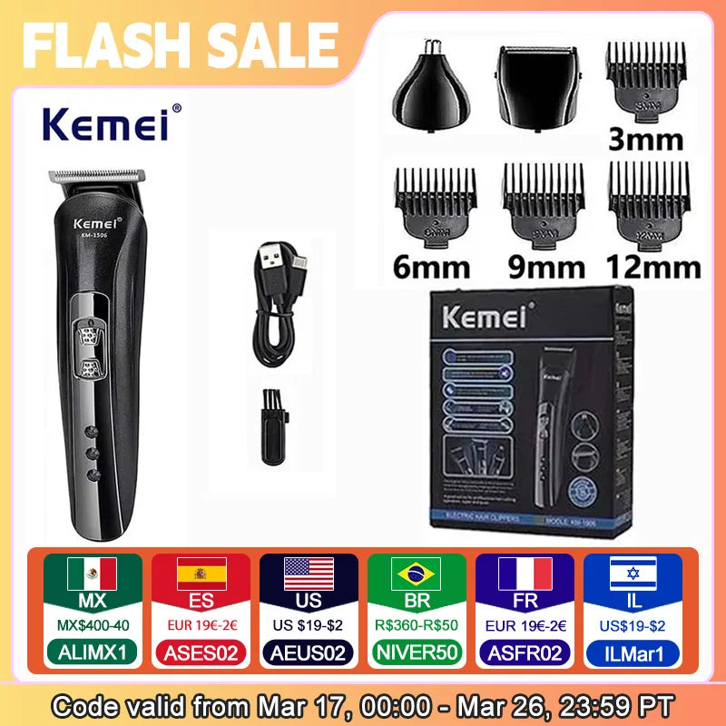 Kemei KM-1506 3 in 1 Rechargeable Electric Shaver