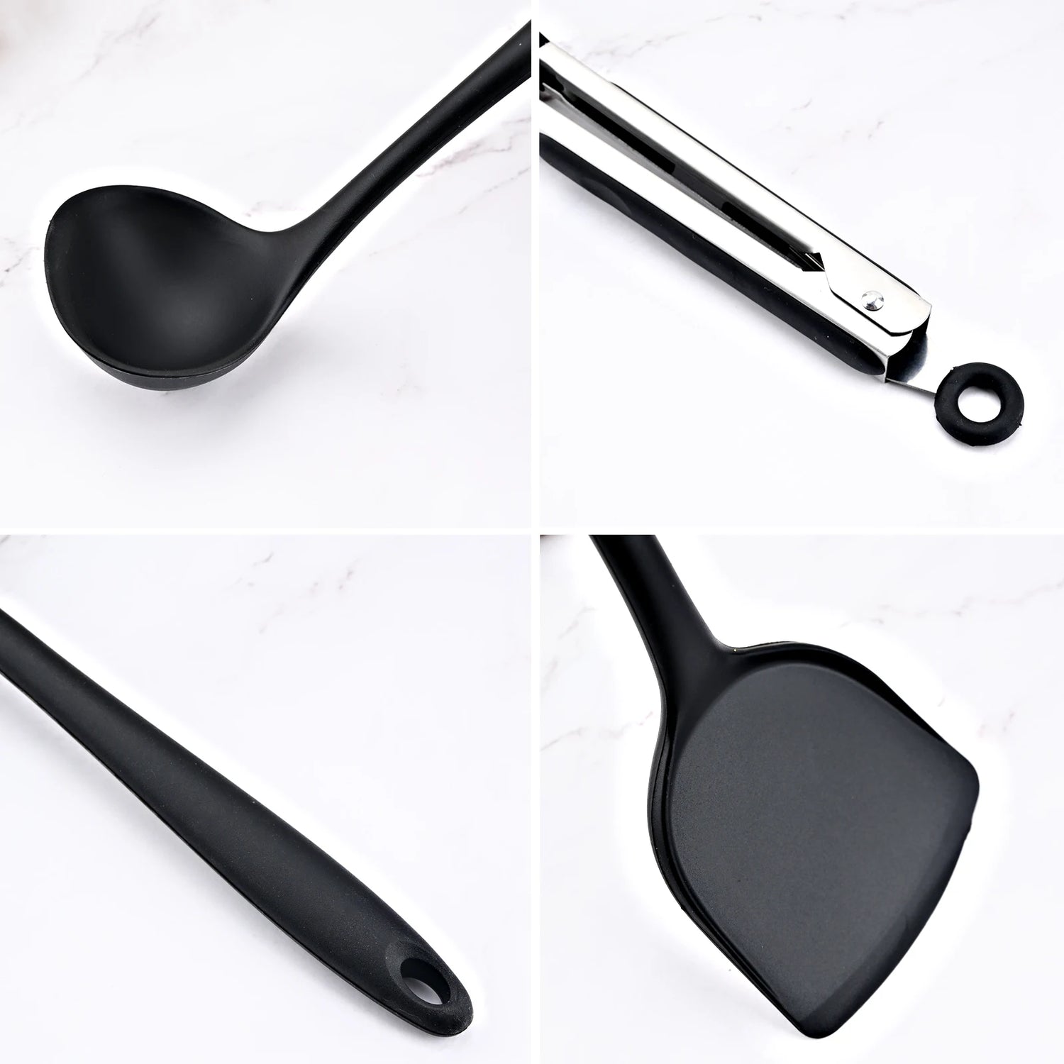 New Non-Stick Black Silicone Kitchen Utensils Set