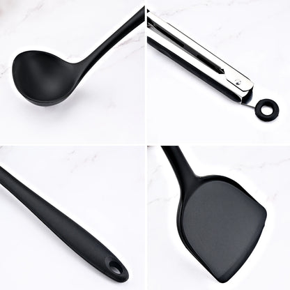New Non-Stick Black Silicone Kitchen Utensils Set