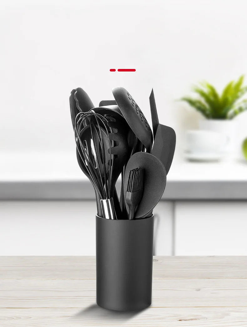 New Non-Stick Black Silicone Kitchen Utensils Set