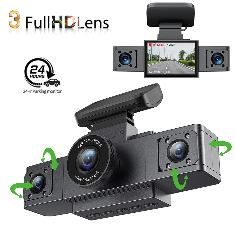 3 Channel Dash Cam Video Recorder with 24H Parking Monitor