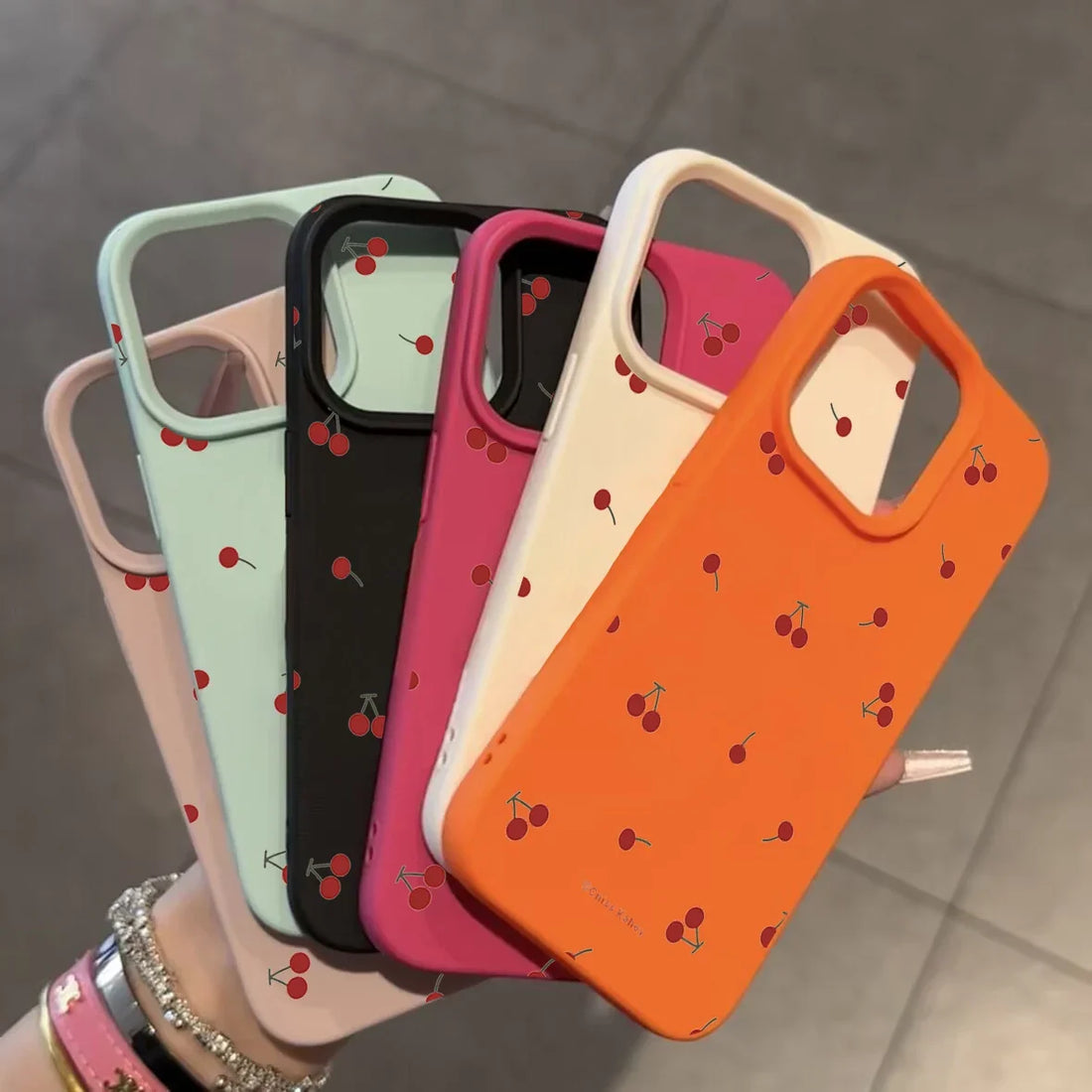 Cute Cartoon Cherry Lichee Pattern Silicone Phone Case