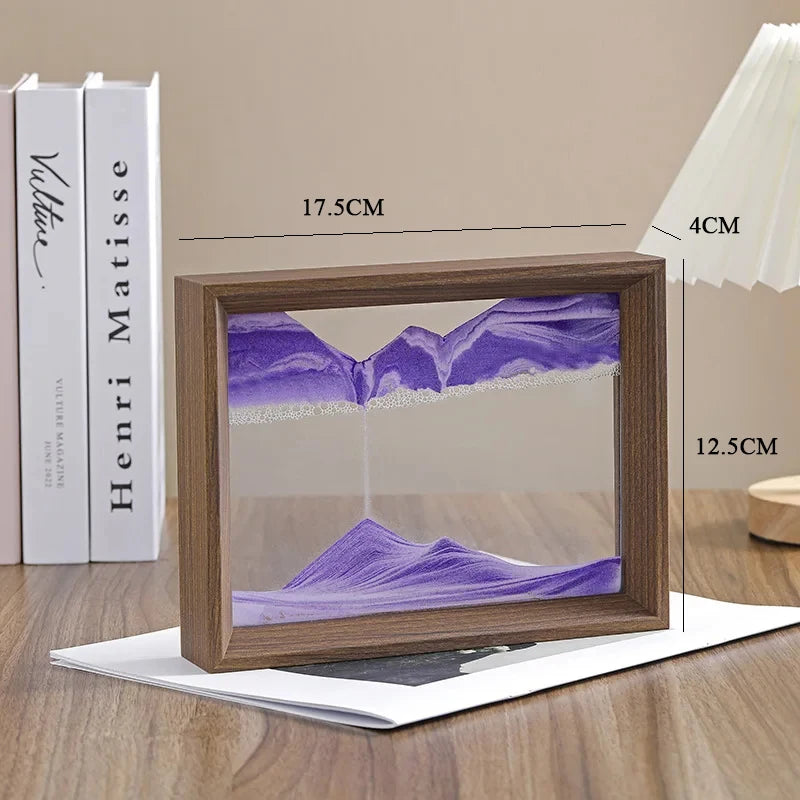 3D Rotatable Sandscape Moving Sand Art Picture Quicksand Hourglass Square Wooden Frame Flowing Sand Painting Home Decor Gifts