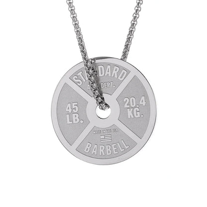 Titanium Steel Dumbbell Pendant Necklace for Muscular Men