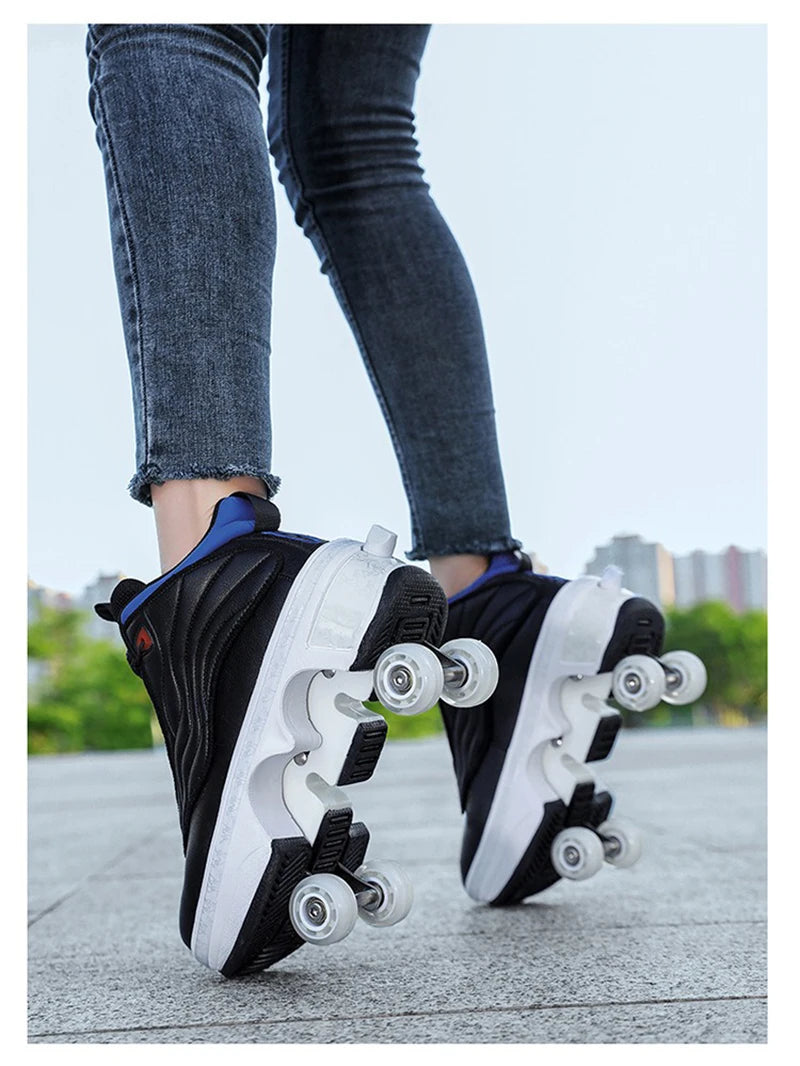 Unisex Automatic Retractable Roller Skates High Sneakers