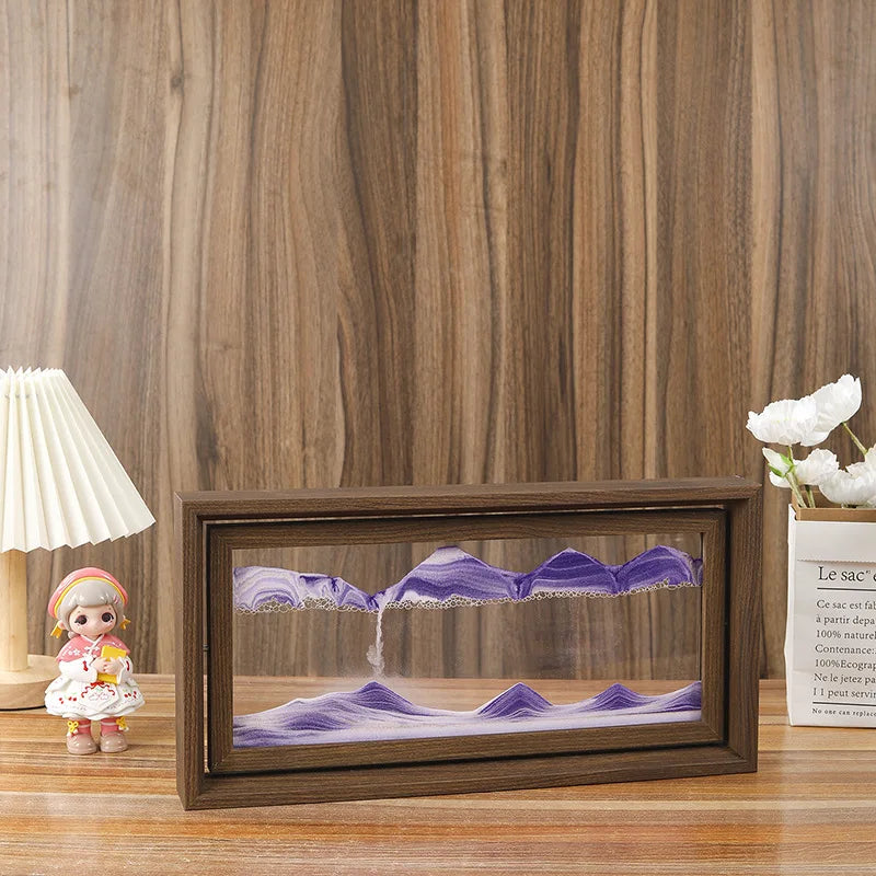 3D Rotatable Sandscape Moving Sand Art Picture Quicksand Hourglass Square Wooden Frame Flowing Sand Painting Home Decor Gifts