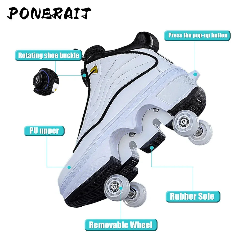 Unisex Automatic Retractable Roller Skates High Sneakers