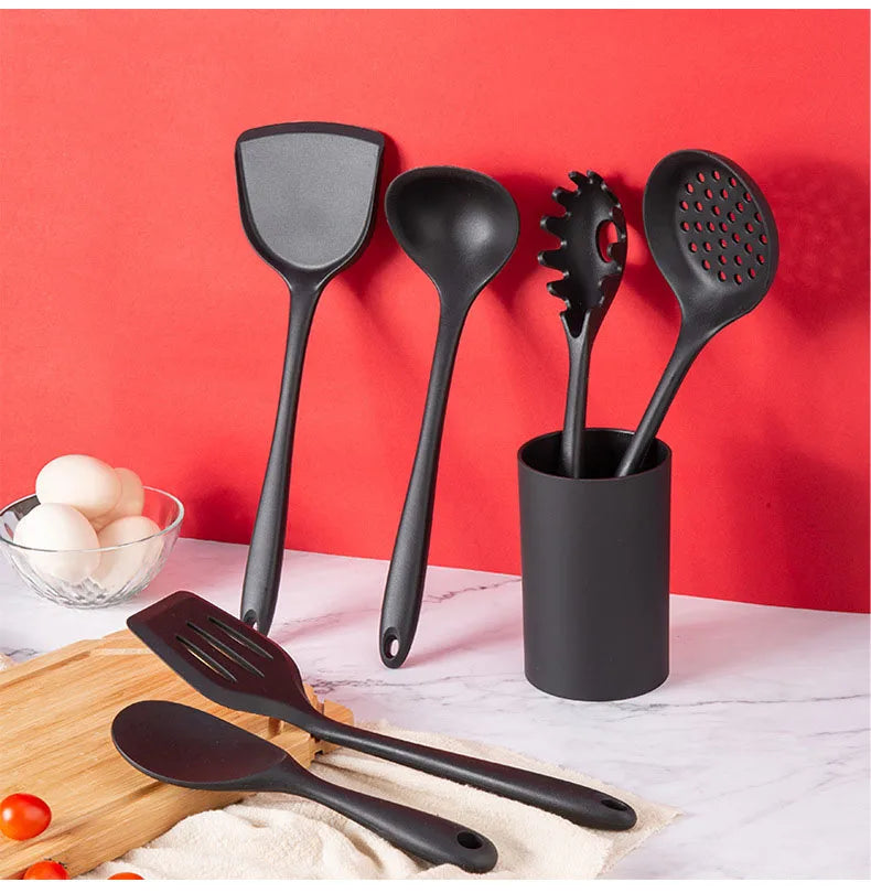 New Non-Stick Black Silicone Kitchen Utensils Set