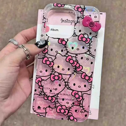 Sanrio Hello Kitty Full Screen KT Phone Case For iPhone 15 14 13 12 11ProMax 78Plus XR XS MAX MINI Y2K Girl Anti Fall Back Cover