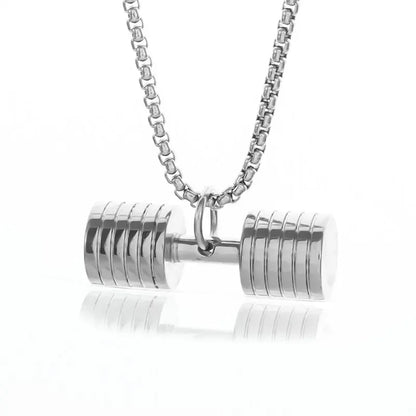 Titanium Steel Dumbbell Pendant Necklace for Muscular Men