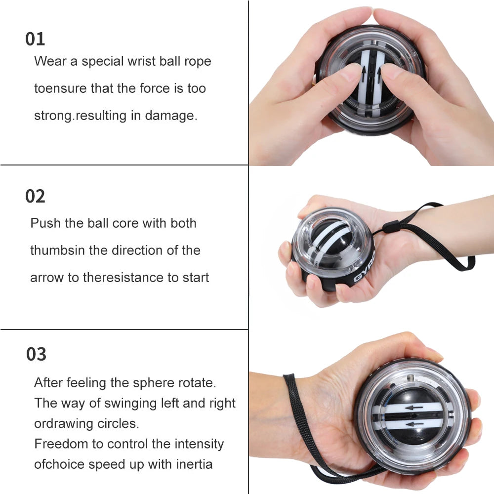 Self-Starting Wrist Gyro Ball Power Trainer for Strength