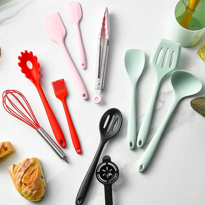 Green Heat Resistant Silicone Utensil Set for Non-Stick Cooking