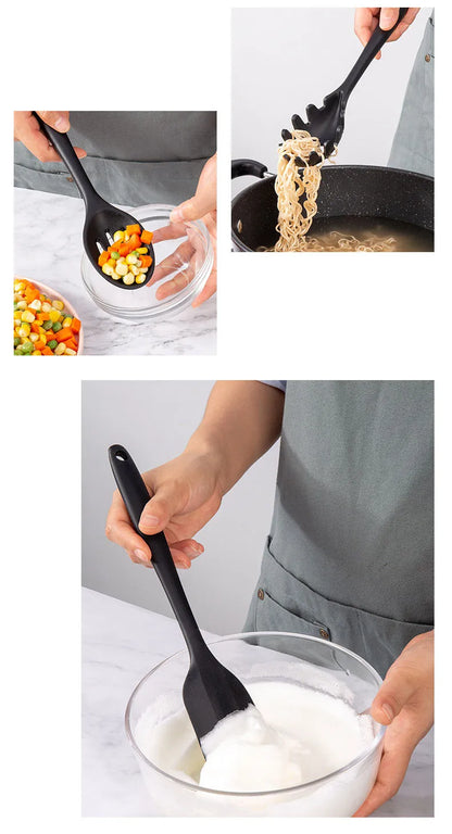 New Non-Stick Black Silicone Kitchen Utensils Set