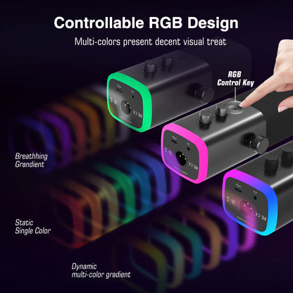 FIFINE USB/XLR Dynamic Microphone with RGB Control for Gaming