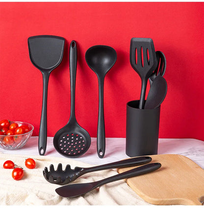 New Non-Stick Black Silicone Kitchen Utensils Set