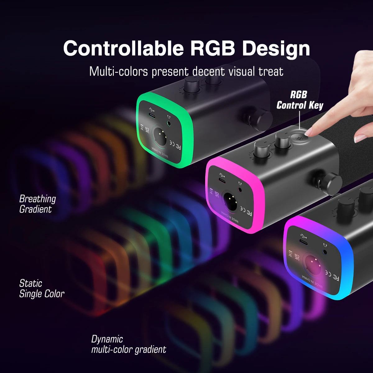FIFINE USB/XLR Dynamic Microphone with RGB Control for Gaming