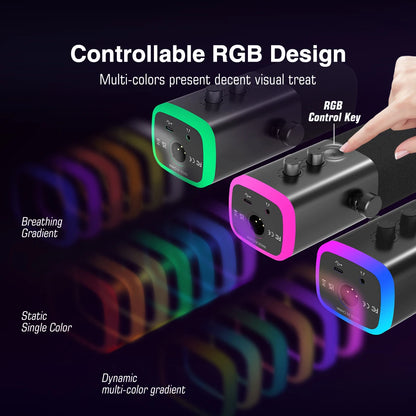 FIFINE USB/XLR Dynamic Microphone with RGB Control for Gaming