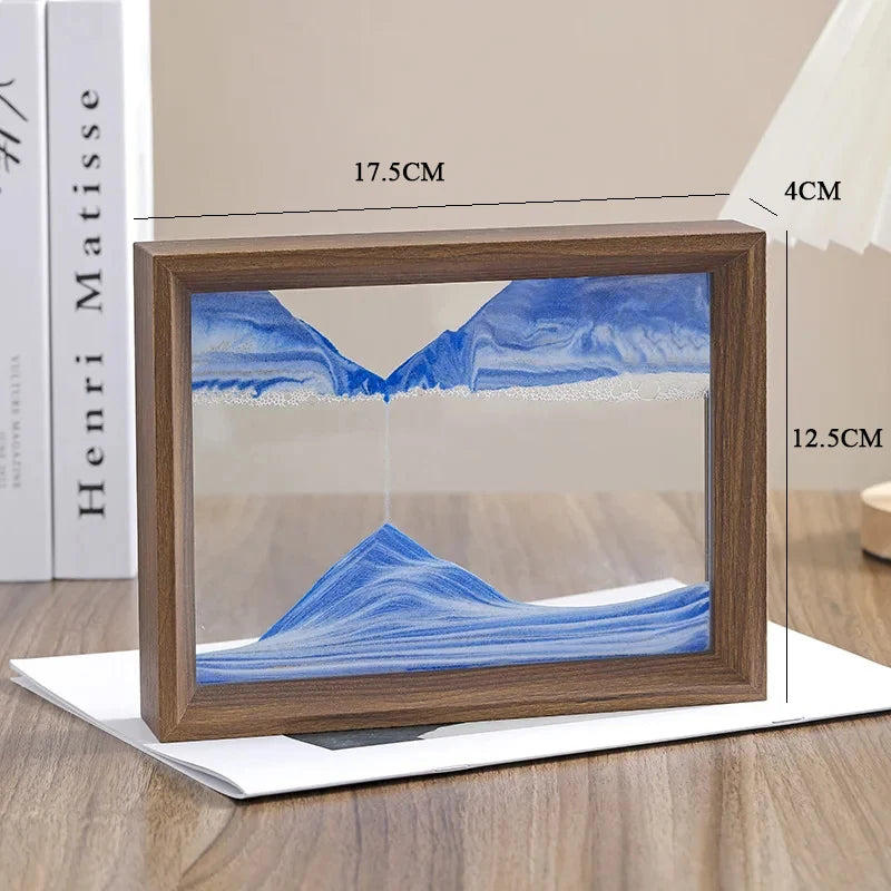 3D Rotatable Sandscape Moving Sand Art Picture Quicksand Hourglass Square Wooden Frame Flowing Sand Painting Home Decor Gifts