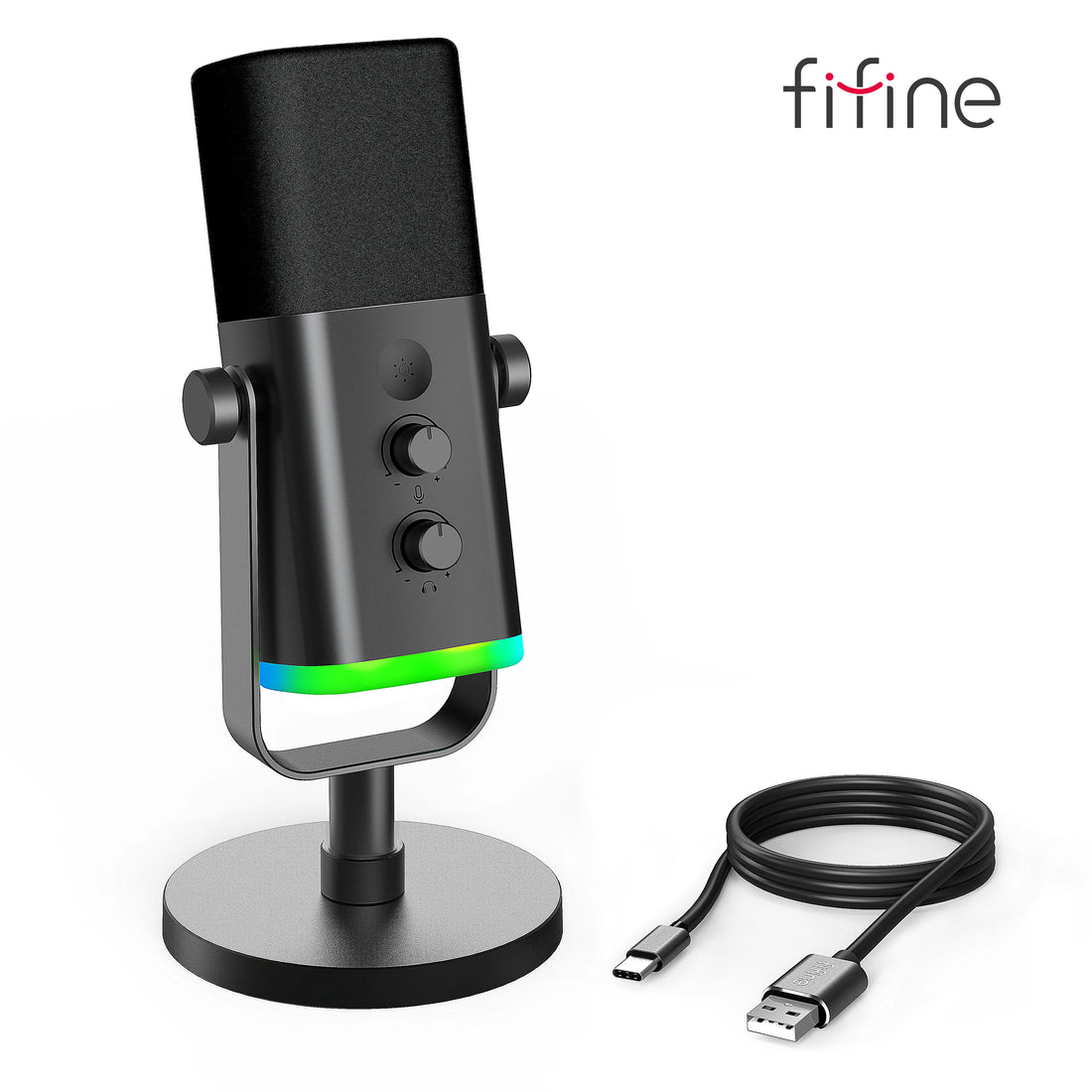 FIFINE USB/XLR Dynamic Microphone with RGB Control for Gaming