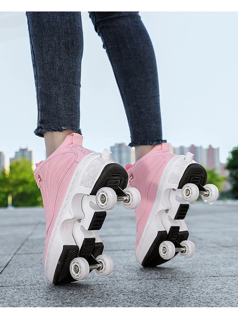 Unisex Automatic Retractable Roller Skates High Sneakers