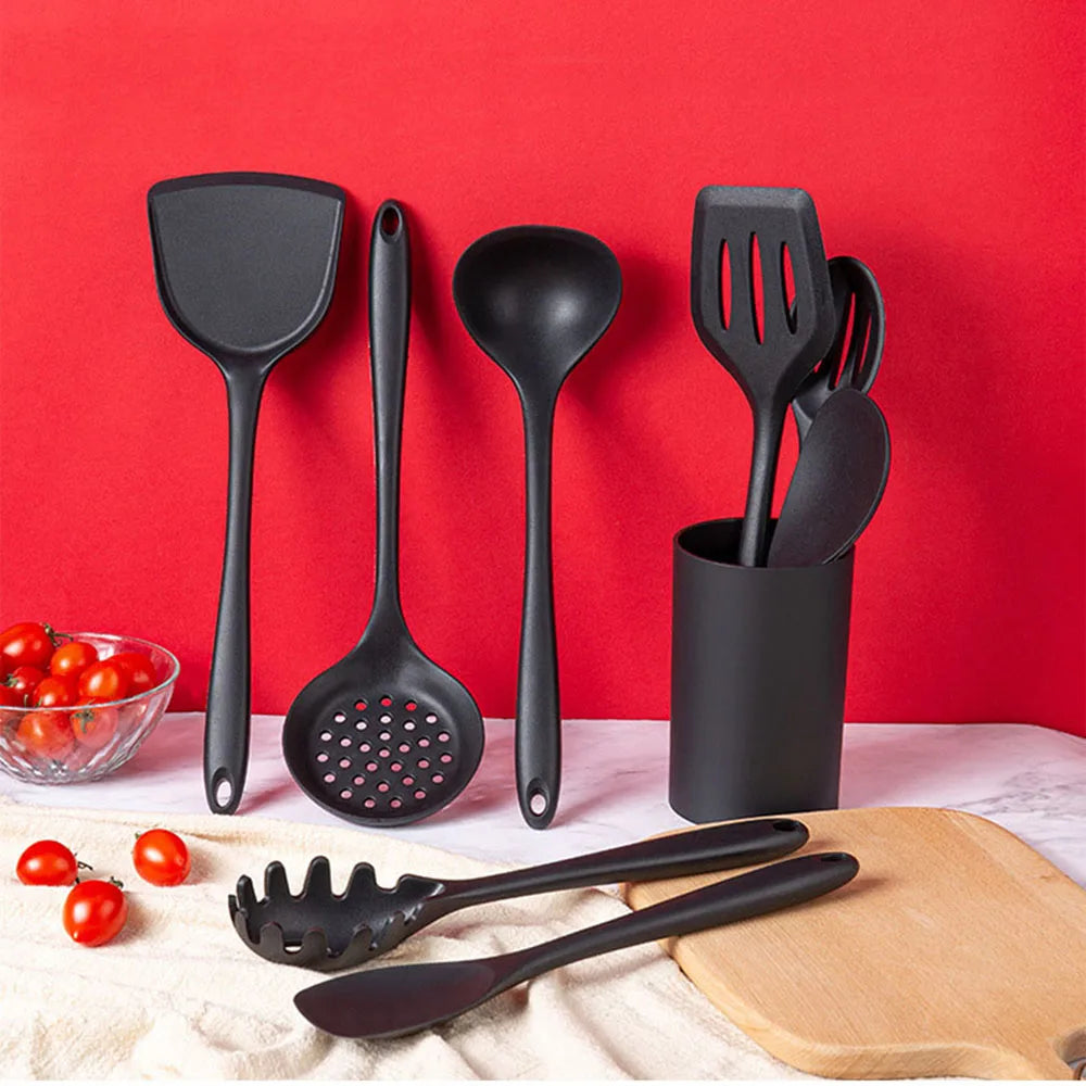 New Non-Stick Black Silicone Kitchen Utensils Set