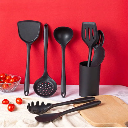 New Non-Stick Black Silicone Kitchen Utensils Set