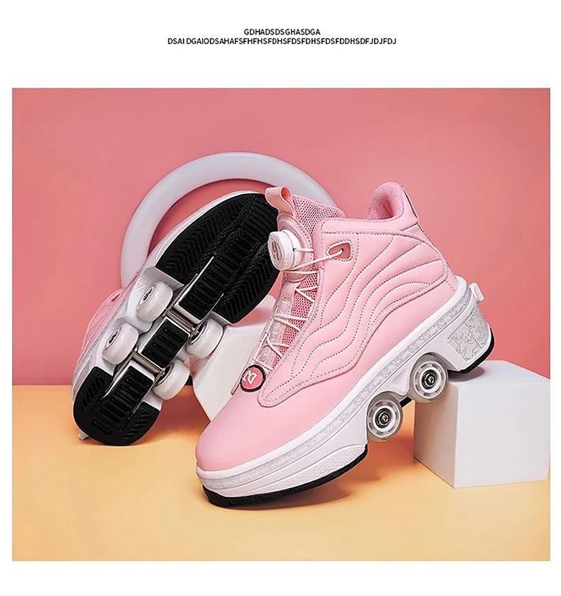 Unisex Automatic Retractable Roller Skates High Sneakers