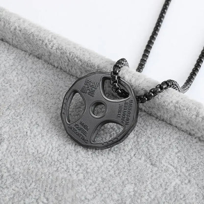 Titanium Steel Dumbbell Pendant Necklace for Muscular Men