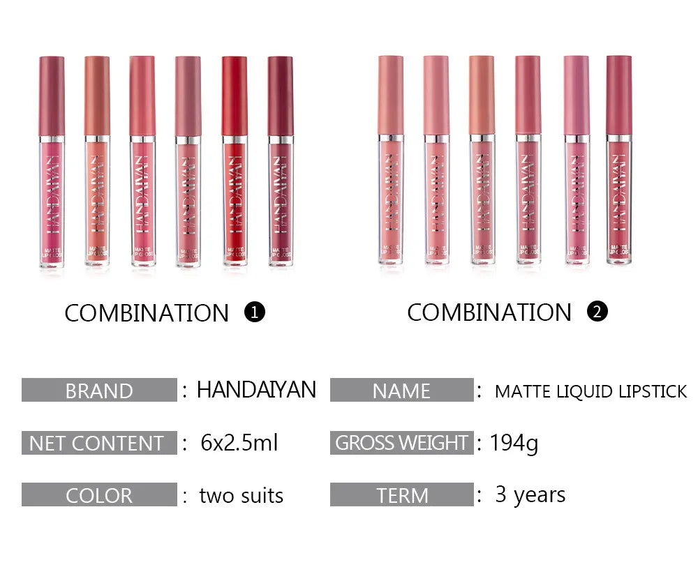 HANDAIYAN Matte Liquid Lipstick Set - Vibrant Long-Lasting Colors