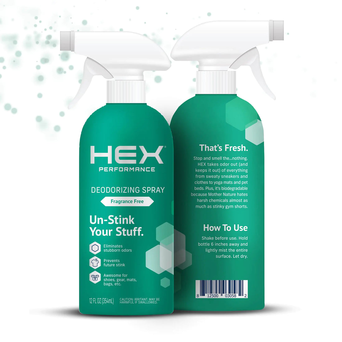 HEX Performance Deodorizing Spray Fragrance Free 12oz Pack of 2