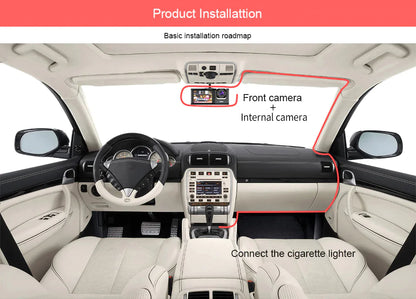 Car Dual Lens Dash Cam HD 1080P Front Rear Inside G-Sensor