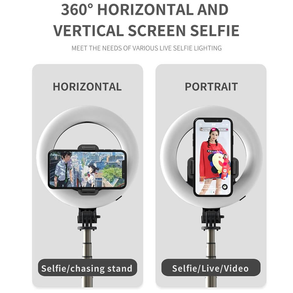 4-in-1 Wireless Selfie Stick Tripod with Ring Light Magic