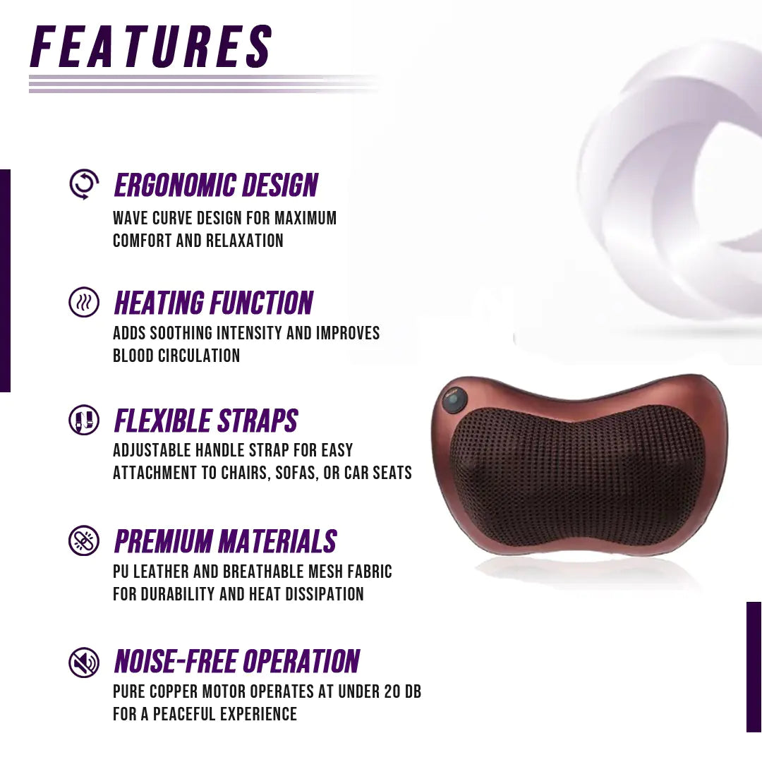 Back and Neck Massage Pillow with Heat Relief