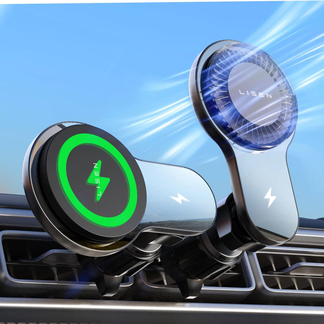 LISEN 15W MagSafe Car Mount Charger with Cooling Fan