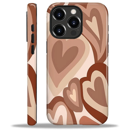 iPhone 16 Pro Case Brown Hearts Phone Case