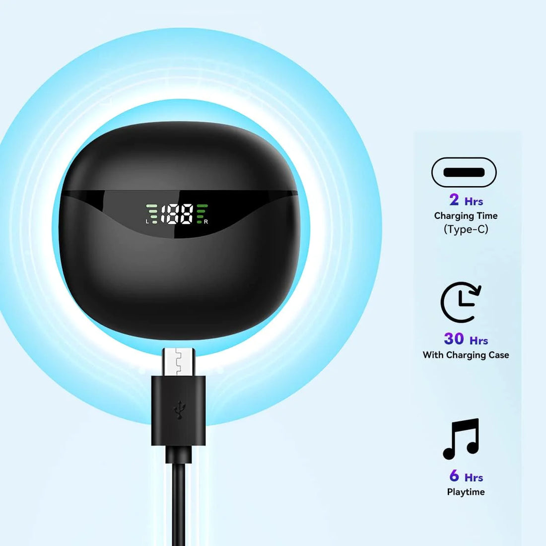Bluetooth Earbuds Headset 5.3 Wireless Noise Cancelling TWS Waterproof